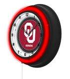 Oklahoma University Black Case Neon Clock
