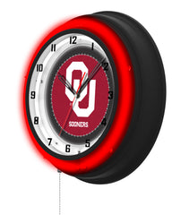 Oklahoma University Black Case Neon Clock