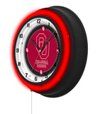 Oklahoma University Black Case Neon Clock