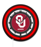 Oklahoma University Black Case Neon Clock