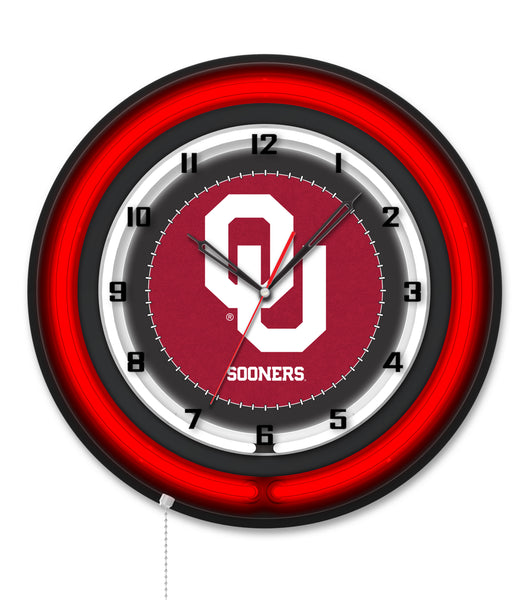 Oklahoma University Black Case Neon Clock