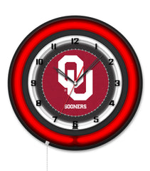 Oklahoma University Black Case Neon Clock