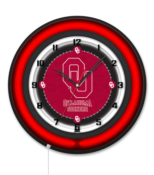 Oklahoma University Black Case Neon Clock