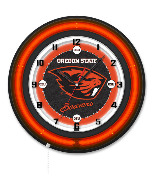 Oregon State University Black Case Neon Clock