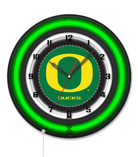 University of Oregon Ducks Black Case Neon Clock