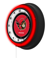 Ottawa Senators Black Case Neon Clock