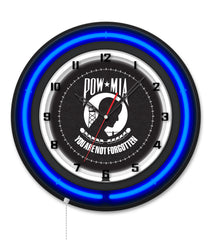 POW/MIA 19" Black Case Neon Clock