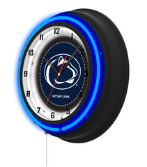 Pennsylvania State University Black Case Neon Clock