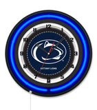 Pennsylvania State University Black Case Neon Clock