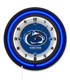 Pennsylvania State University Black Case Neon Clock