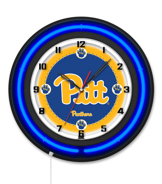 University of Pittsburgh Black Case Neon Clock