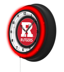 Rutgers Black Case Neon Clock