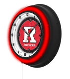 Rutgers Black Case Neon Clock