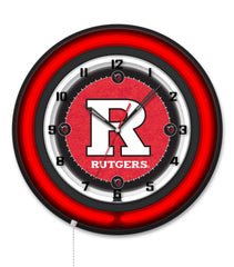 Rutgers Black Case Neon Clock