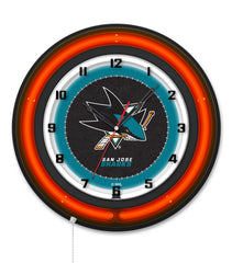 San Jose Sharks Black Case Neon Clock