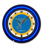 St Louis Blues Black Case Neon Clock
