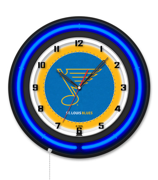St Louis Blues Black Case Neon Clock
