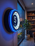 Seattle Kraken Black Case Neon Clock
