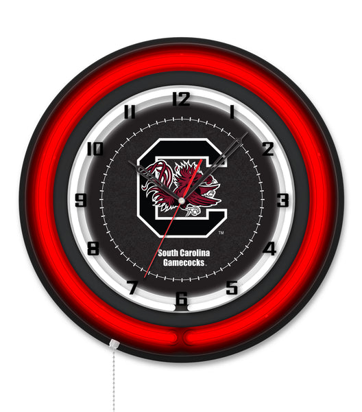 University of South Carolina Black Case Neon Clock