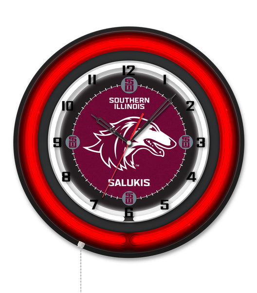 Southern Illinois University Black Case Neon Clock