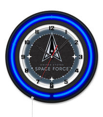 United States Space Force Black Case Neon Clock