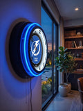 Tampa Bay Lightning Black Case Neon Clock