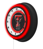 Texas Tech University Black Case Neon Clock