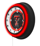 Texas Tech University Black Case Neon Clock