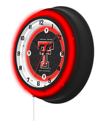 Texas Tech University Black Case Neon Clock