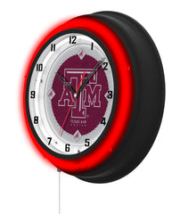 Texas A&M Black Case Neon Clock