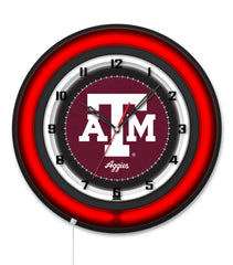 Texas A&M Black Case Neon Clock