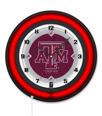 Texas A&M Black Case Neon Clock