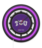 Texas Christian University Black Case Neon Clock