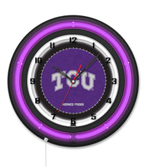 Texas Christian University Black Case Neon Clock