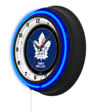 Toronto Maple Leafs Black Case Neon Clock