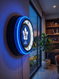 Toronto Maple Leafs Black Case Neon Clock