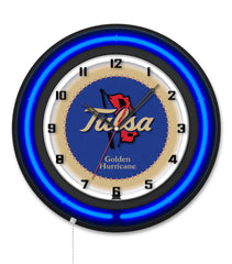 University of Tulsa Black Case Neon Clock