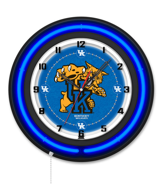 University of Kentucky (Cat) Black Case Neon Clock