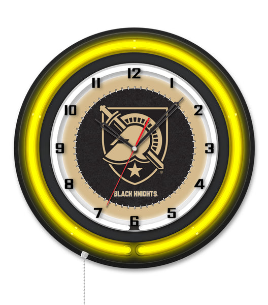 US Military Academy Black Case Neon Clock