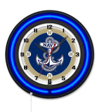 US Naval Academy Black Case Neon Clock