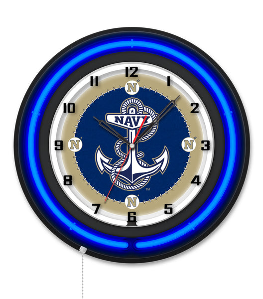 US Naval Academy Black Case Neon Clock