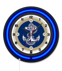 US Naval Academy Black Case Neon Clock