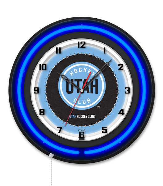 Utah Hockey Club Black Case Neon Clock