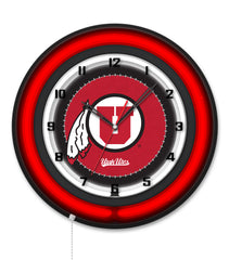 University of Utah Black Case Neon Clock