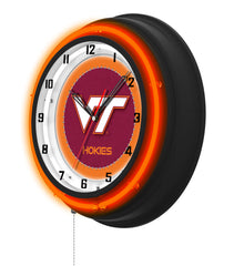 Virginia Tech University Black Case Neon Clock