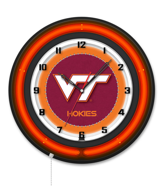 Virginia Tech University Black Case Neon Clock