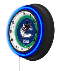 Vancouver Canucks Black Case Neon Clock