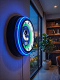 Vancouver Canucks Black Case Neon Clock