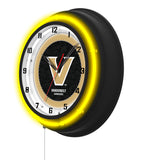 Vanderbilt University Black Case Neon Clock