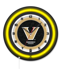 Vanderbilt University Black Case Neon Clock